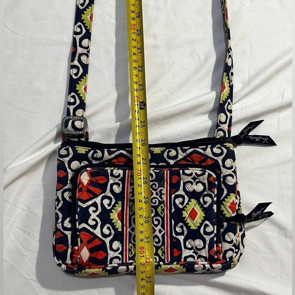 Vera Bradley Quilted Cotton Crossbody Bag Navy Red Floral Adjustable Strap
